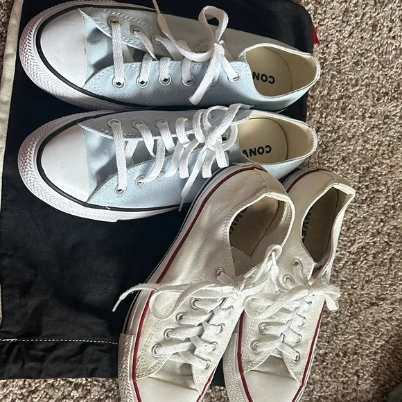 Two Pair Men’s 6 Converse Sky Blue and white Canvas Shoes - Picture 2 of 12